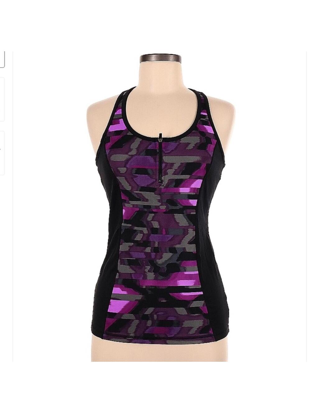 Marc New York Black and Purple Color Block Racerback Tank - Sz Medium